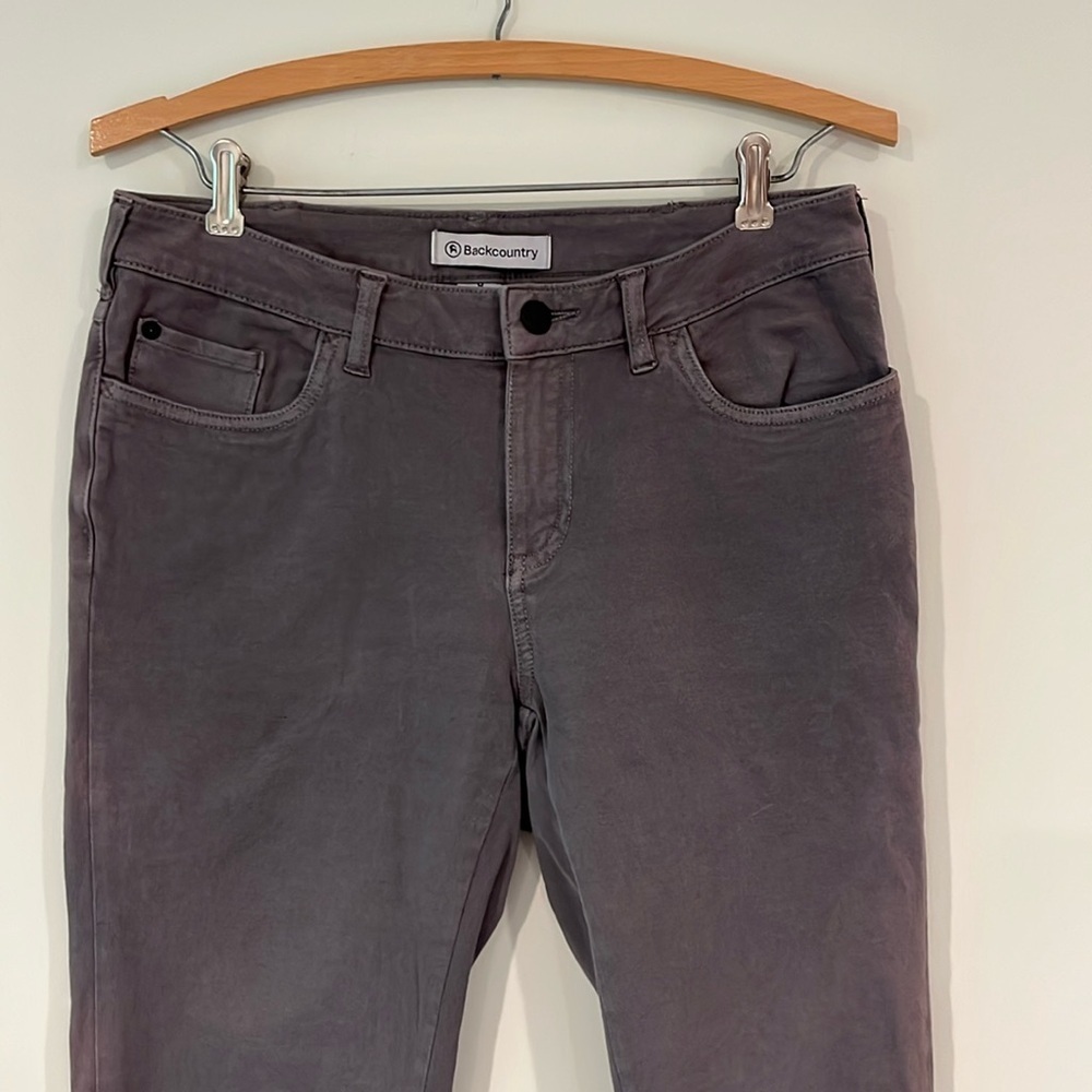 BACKCOUNTRY Women’s 8 Skinny Fit Outdoor Pants Hiking Zipper Ankles Gray Cotton